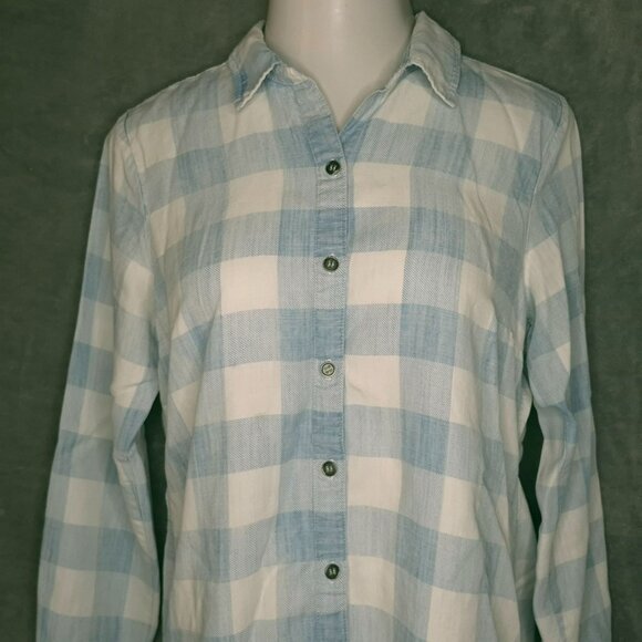 Soft Surroundings Womens Button Up Shirt Medium Plaid Long Sleeve Top Tunic - Picture 1 of 6